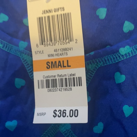 NWT Jenni nightshirt blue with hearts on it size small. - Picture 2 of 4